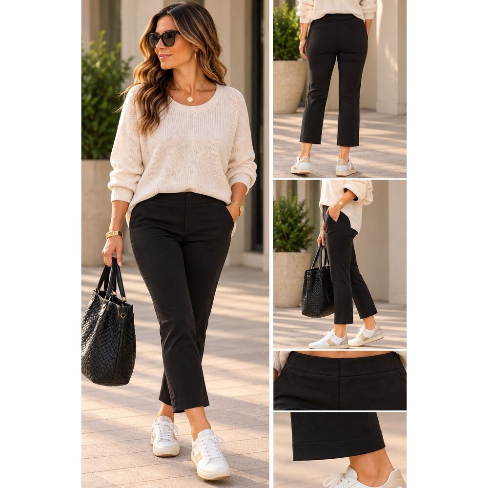 Spanx On the Go Kick Flare Black Cropped Wide Leg Shaping Pants 20367R Womens L